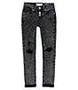 Color:Black Wash - Image 1 - Big Girls 7-16 Mid-Rise Emma Destructed Skinny Jeans