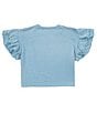 Color:Teal - Image 2 - Big Girls 7-16 Short Ruffle Sleeve Graphic T-Shirt