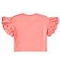 Color:Mauve - Image 2 - Big Girls 7-16 Short Ruffle Sleeve Smile Graphic T-Shirt