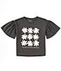Color:Charcoal Grey - Image 1 - Big Girls 7-16 Short Sleeve Daisy Graphic T-Shirt