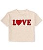 Color:Oat Heather - Image 1 - Big Girls 7-16 Short Sleeve Love Graphic T-Shirt