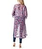 Color:Ultramarine - Solitary Paisley - Image 2 - Blakely Paisley Printed 3/4 Sleeve Side Slit Long Kimono