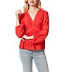 Color:Hibiscus - Image 1 - Briar Long Sleeve V-Neck Peasant Top