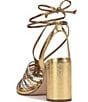 Color:Bronze - Image 3 - Cahna Embossed Metallic Colorblock Ankle Wrap Sandals