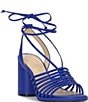 Color:Ultramarine - Image 1 - Cahna Leather Ankle Wrap Sandals