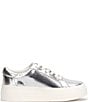 Color:Silver - Image 2 - Caitrona Snake Embossed Faux Leather Platform Sneakers