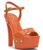Color:Tangerine - Image 1 - Calenta Patent Stud Platform Sandals