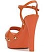 Color:Tangerine - Image 3 - Calenta Patent Stud Platform Sandals