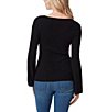 Color:Black - Image 2 - Calisata Sweetheart Neck Long Bell Sleeve Sweater