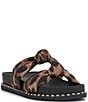 Color:Natural - Image 1 - Caralyna2 Leopard Rhinestone Knotted Chunky Sandals