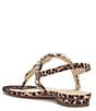 Color:Natural - Image 3 - Dehna Leopard Jewel Embellished T-Strap Sandals
