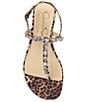 Color:Natural - Image 5 - Dehna Leopard Jewel Embellished T-Strap Sandals