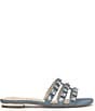 Color:Denim - Image 2 - Detta Jeweled Flat Slide Sandals