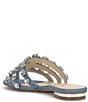 Color:Denim - Image 3 - Detta Jeweled Flat Slide Sandals