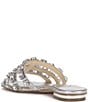 Color:Silver - Image 4 - Detta Metallic Jeweled Flat Sandals