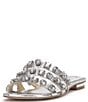 Color:Silver - Image 5 - Detta Metallic Jeweled Flat Sandals