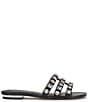 Color:Black - Image 2 - Detta Jeweled Synthetic Flat Slide Sandals