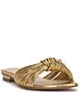 Color:Gold - Image 1 - Dydra Embossed Knotted Strappy Slide Sandals