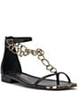 Color:Black - Image 1 - Edgey Chain Strap Flat Thong Sandals