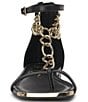Color:Black - Image 4 - Edgey Chain Strap Flat Thong Sandals