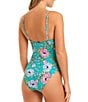 Color:Viridian Multi - Image 2 - Eternal Youth Floral Plunge V-Wire One Piece Swimsuit