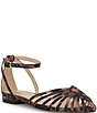 Jessica Simpson Eulean Leopard Caged Ankle Wrap Flat Sandals - Image 1