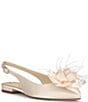 Color:Off White - Image 1 - Evito Satin Flower Feather Dress Slingback Flats