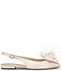 Color:Off White - Image 2 - Evito Satin Flower Feather Dress Slingback Flats