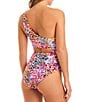 Color:Pink Multi - Image 2 - French Exit Cheetah Print Cut Out Ring One Shoulder One Piece Swimsuit
