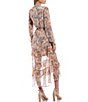 Color:Wild Paisley - Image 2 - Harmony Long Sleeve Floral Smocked Ruffle Maxi Dress
