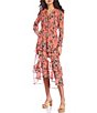 Color:Floral Burst - Image 1 - Harmony Long Sleeve Floral Smocked Ruffle Maxi Dress