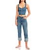 Color:Whirlpool - Image 4 - High Rise Throwback Frayed Detail Crop Straight Jeans