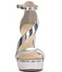 Color:Silver - Image 5 - Iley Snake Embossed Platform Dress Sandals