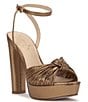 Color:Bronze - Image 1 - Immie Ankle Strap Embossed Platform Dress Sandals