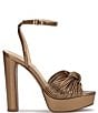 Color:Bronze - Image 2 - Immie Ankle Strap Embossed Platform Dress Sandals
