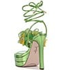 Color:Bright Green - Image 3 - Iyla Flower Rhinestone Metallic Platform Dress Sandals