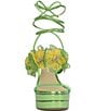 Color:Bright Green - Image 4 - Iyla Flower Rhinestone Metallic Platform Dress Sandals