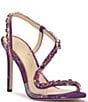 Color:Amethyst/Multi - Image 1 - Jaycin Marble Print Rhinestone Dress Sandals