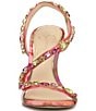 Color:Pink/Red Combo - Image 6 - Jaycin Marble Print Rhinestone Dress Sandals