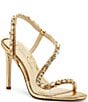 Color:Gold/Clear - Image 1 - Jaycin Rhinestone Asymmetrical Metallic Dress Sandals