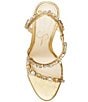 Color:Gold/Clear - Image 6 - Jaycin Rhinestone Asymmetrical Metallic Dress Sandals
