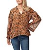 Color:Speckled Cheetah - Image 1 - Jenna Cheetah Print Long Wide Sleeve Pullover Top