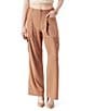 Color:Brownie - Image 1 - Jenna High Rise Pleated Wide Leg Cargo Pants