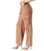 Color:Brownie - Image 3 - Jenna High Rise Pleated Wide Leg Cargo Pants
