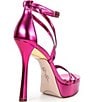 Color:Bright Pink - Image 2 - Jewelria Metallic Strappy Platform Dress Sandals