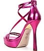 Color:Bright Pink - Image 3 - Jewelria Metallic Strappy Platform Dress Sandals