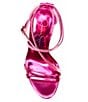Color:Bright Pink - Image 5 - Jewelria Metallic Strappy Platform Dress Sandals