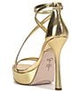 Color:Gold - Image 4 - Jewelria Snake Embossed Strappy Platform Dress Sandals