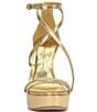 Color:Gold - Image 6 - Jewelria Snake Embossed Strappy Platform Dress Sandals