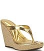 Jessica Simpson Jyseta Snake Embossed Thong Wedge Sandals - Image 1